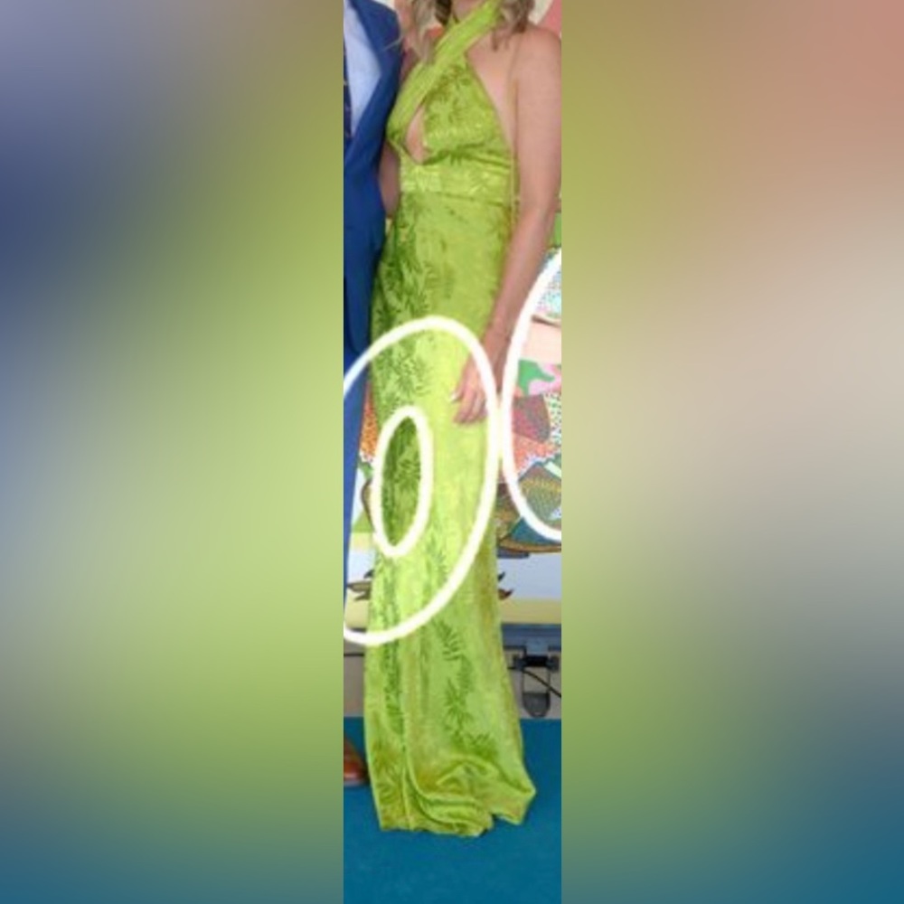 SAU LEE Liv Gown in Lime Green.